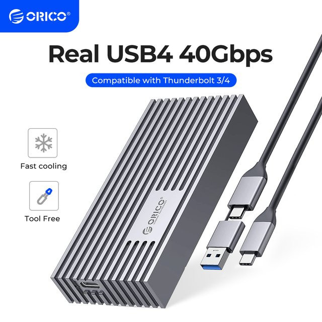 ORICO NVMe M.2 SSD-Gehäuse USB4 40 Gbit/s in Grau, kompatibel mit Thunderbolt 3/4 und USB-C - Bild 1