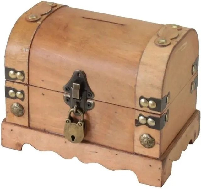 HMF Spardose Holzkiste Namibia in Braun mit Schloss im Vintage-Stil, B/T/H: 18,5 x 12 x 14 cm - Bild 1