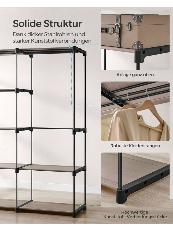 SONGMICS Kleiderständer aus Metall in Schwarz mit 4 Hängefächern im Industrial-Design - Bild 3
