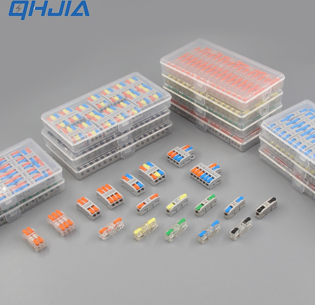 QHJIA Universelle kompakte Spleißklemmen, werkzeuglose elektrische Steckverbinder für AWG22-14 Drähte, 1 Box - Bild 1