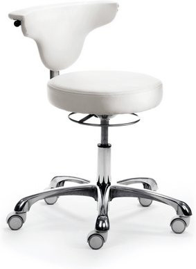 Mayer Sitzmöbel Funktionsdrehstuhl Hocker aus Kunstleder in Weiß mit Rollen, B/T/H: 63 x 45 x 63,5 cm - Bild 1