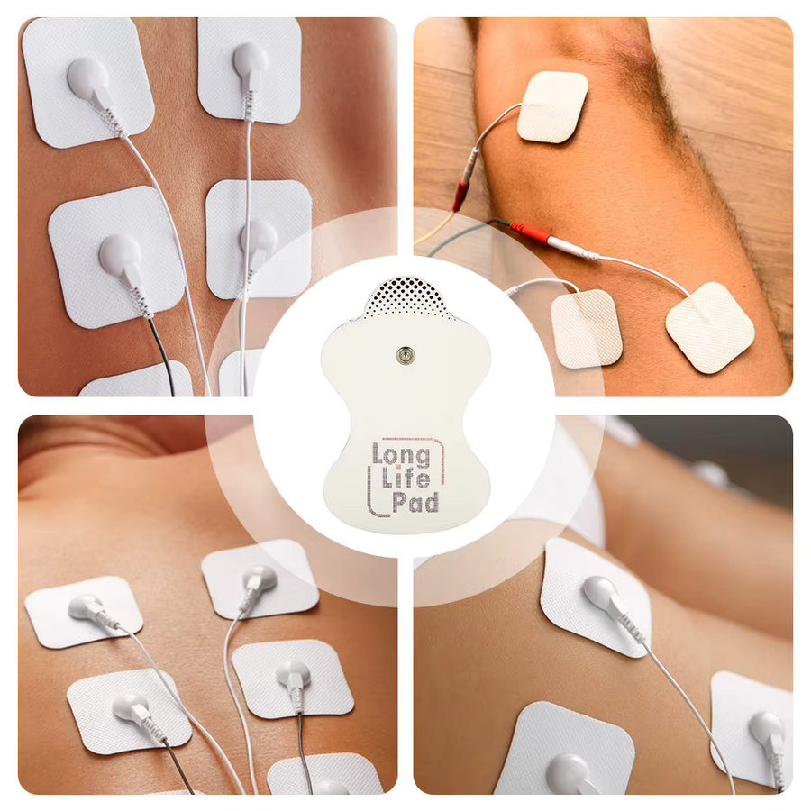 10er Set Elektrodenpflaster mit 2mm Knopf Typ und Schaumstoff für elektrische Therapie und Muskelstimulatoren in Beige und Weiß - Bild 3