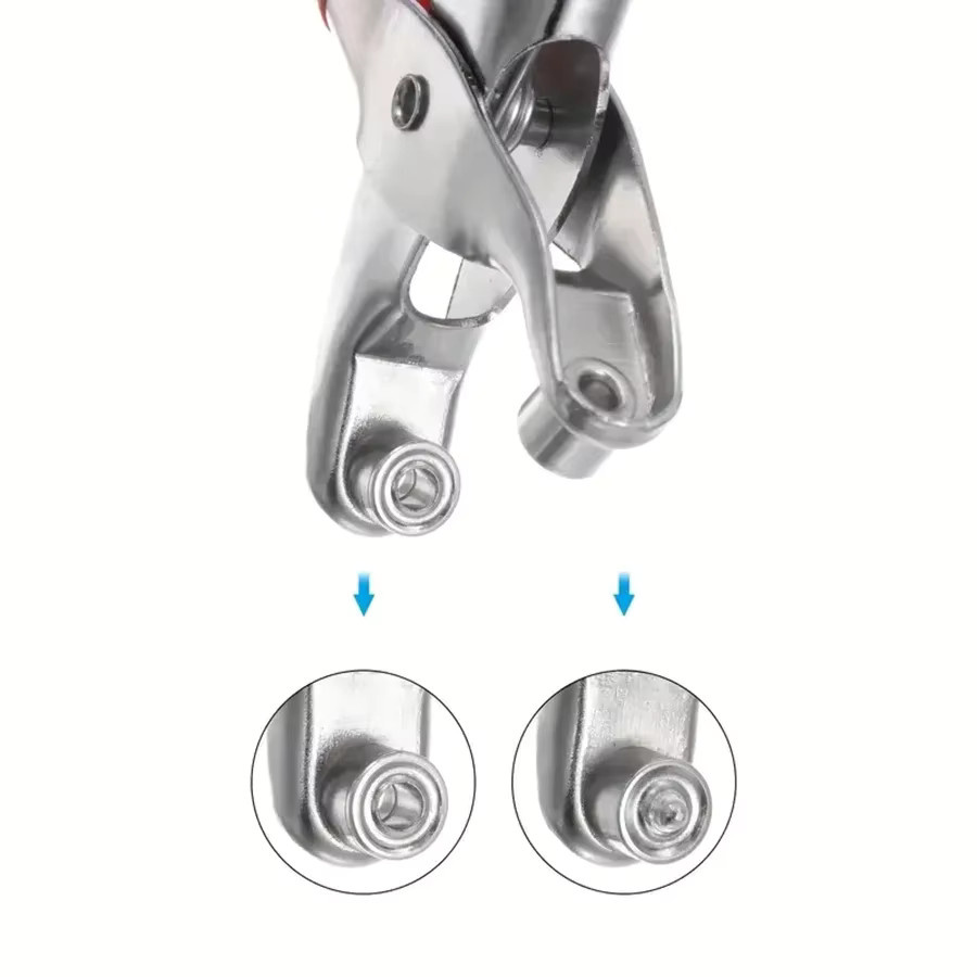 CAOWTAN Ösenlochzangen-Set mit 100 Metallösen in Silber für Leder und Stoff - Bild 2