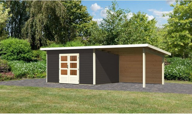 Karibu Holz-Gartenhaus Karlskoga Pultdach in Terragrau lackiert B/T: 365 x 305 cm - Bild 1