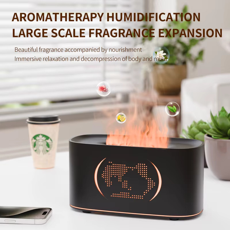 Aroma Diffusor und Luftbefeuchter mit buntem Farbverlauf und Flammen-Effekt, USB-betrieben, Weiß/Multicolor - Bild 4