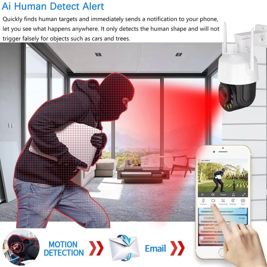 Icsee PTZ Outdoor Überwachungskamera mit 5MP Auflösung, 30x Zoom, WLAN und Human Detection in Weiß - Bild 5