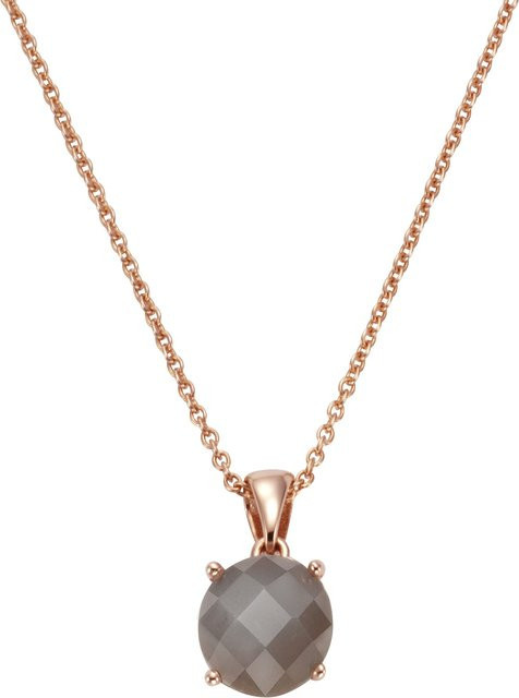 Jamelli Anhänger mit Kette, 925 Silber, rosé vergoldet, Mondstein, grau - Bild 1