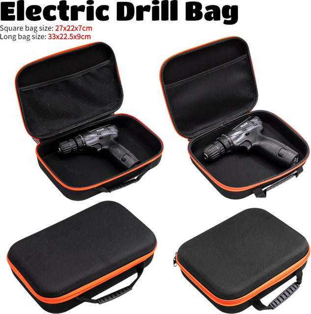 APWIKOGER Mehrzweck-Werkzeugtasche für elektrische Bohrmaschinen und Schraubendreher, stoßfest, Schwarz - Bild 1