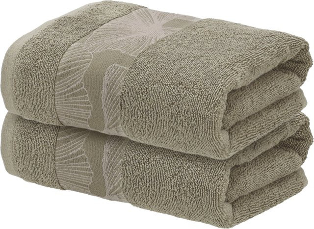 LIVARNO Frottier-Handtücher aus Baumwolle, 2 Stück, Grün, B: 50 cm, L: 100 cm - Bild 1