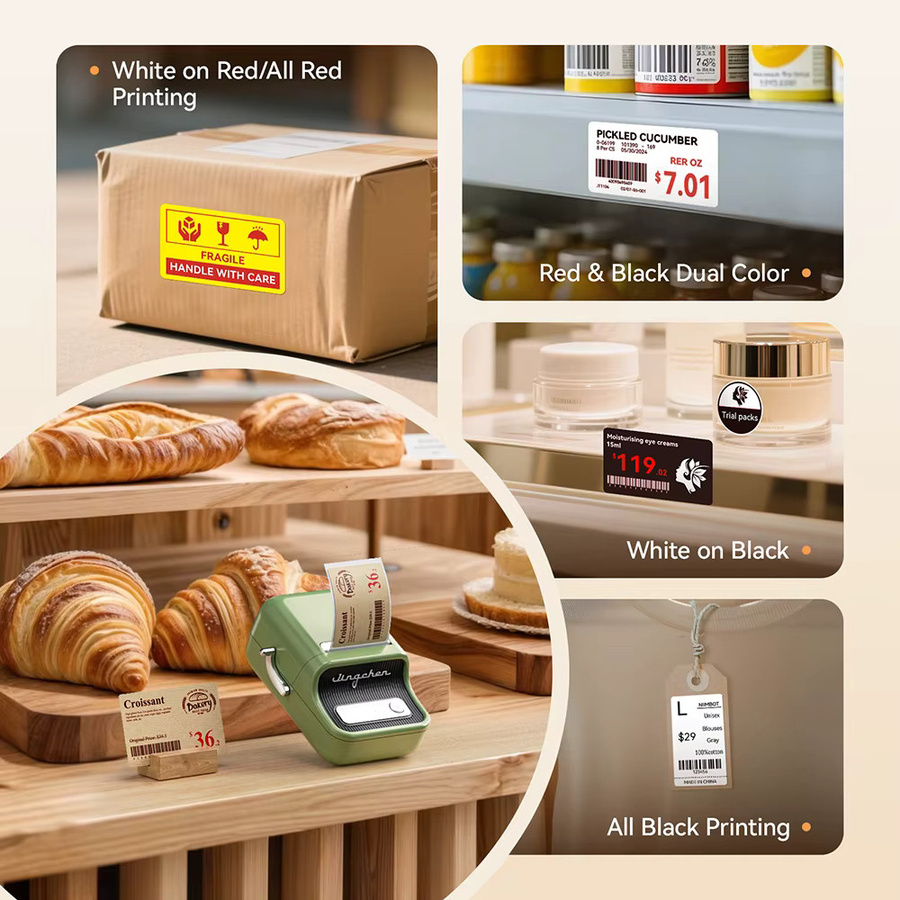 Niimbot Thermoetikettenpapier Rot und Schwarz für B21 Pro Drucker, Selbstklebende Fotopapier-Kartenaufkleber - Bild 3