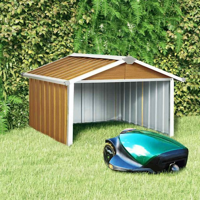 vidaXL Rasenmäher Garage aus verzinktem Stahl in Braun, B/T/H: 92 x 97 x 63 cm - Bild 3