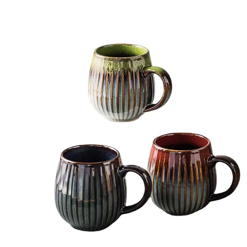 Keramikbecher im japanischen Retro-Stil, Mehrfarbig, Unisex-Ofenwasserbecher mit großer Kapazität - Bild 4