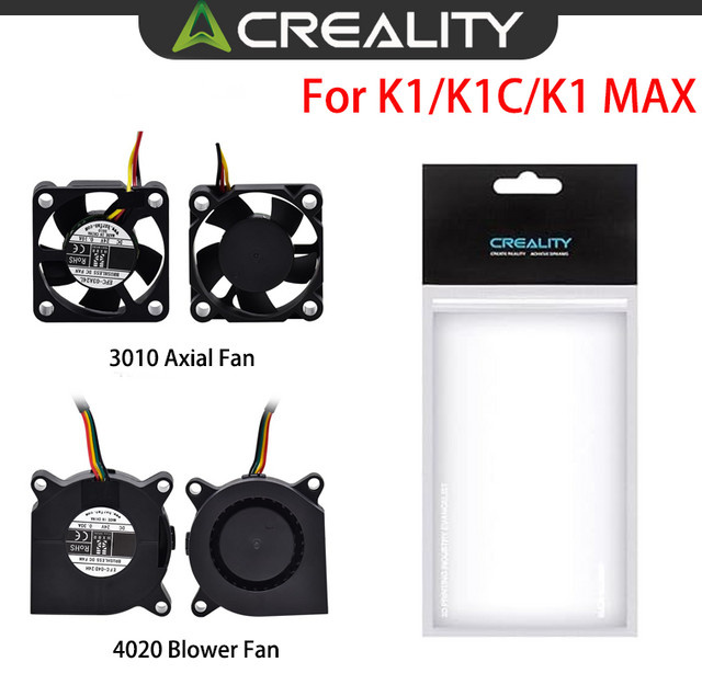 Creality Extruder-Lüfter-Set für K1, K1C und K1 Max mit 3010 Axiallüfter und 4020 Gebläselüfter DC24V in Schwarz - Bild 1