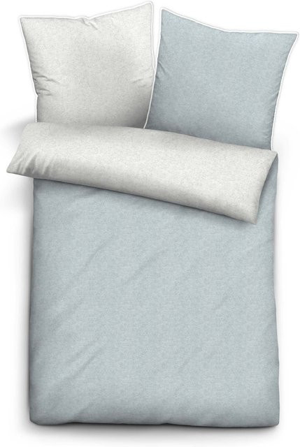 Biberna Wendebettwäsche Melange-Flanell 0840500 aus 100% Baumwolle, Farbe: ciel, B/T/H: 155 x 200 cm + 80 x 80 cm - Bild 1