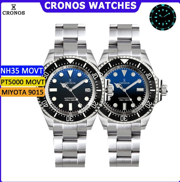 Cronos Taucheruhr, Automatik, Edelstahl, Schwarz, Unisex - Bild 1