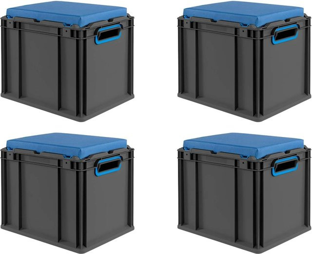 PROREGAL Sparset 4x Eurobox Nextgen Seat Box, Blau-Schwarz, H x B x T: 36,5 x 30 x 40 cm - Bild 1