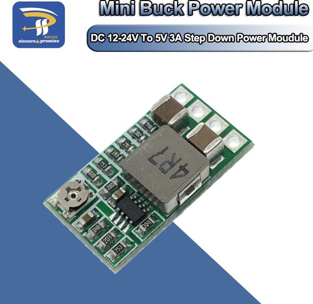 Mini DC-DC Step Down Netzteil Modul 12-24V zu 5V 3A Einstellbarer Spannung Buck Konverter in Grün - Bild 1