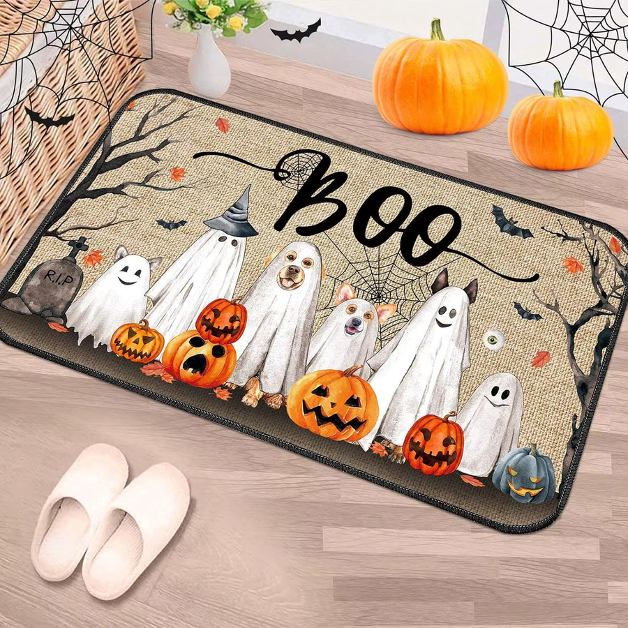 VIKAMA Halloween-Kürbis Bodenmatte, waschbare dekorative Matte für Eingangsbereich, Küche und Foyer, Mehrfarbig, B/T: 60 x 40 cm - Bild 1