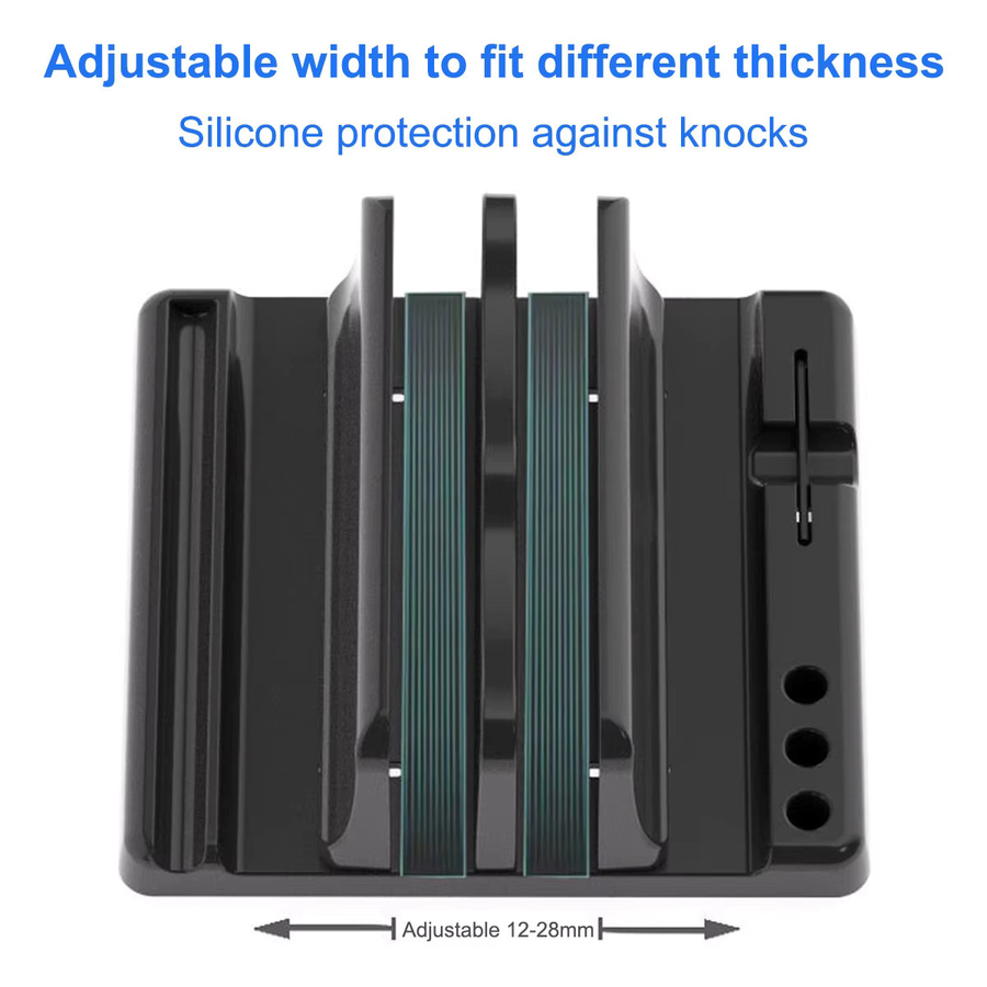 FONKEN 4-in-1 Laptopständer aus ABS-Kunststoff in Schwarz, verstellbarer platzsparender Halter für MacBook, iPad, Chromebook, HP und Dell - Bild 4