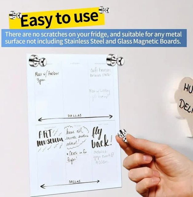 Starke Neodym-Magnete in Silber für Whiteboard und Kühlschrank mit Push-Pin-Design für Büro und Schule - Bild 1