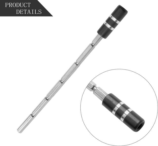 DAZZLEEX Magnetischer Metall-Verlängerungsstab mit Sechskant-Adapter und Bithalter Aufsatz in Silber - Bild 1