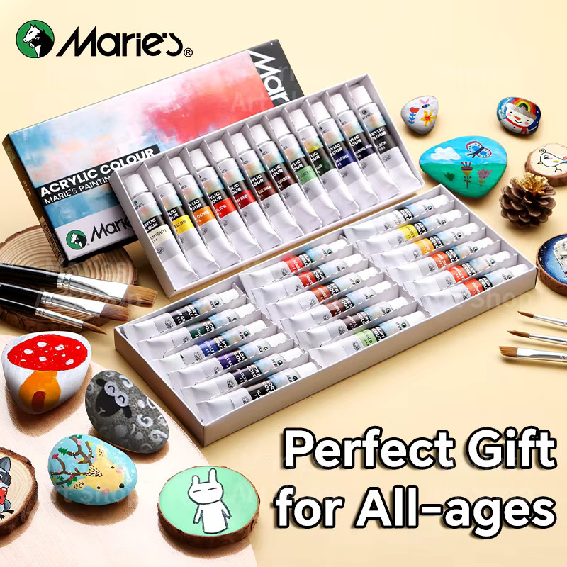 Marie's Acrylfarben-Set Multicolor, 12 oder 18 Farben à 12 ml Tuben für Leinwand, Holz und Kunsthandwerk - Bild 2
