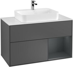 V&B Waschtischunterschrank Finion 100 mit Wandbeleuchtung in Anthrazit lackiert, B/T/H: 100 x 50,1 x 50,1 cm - Bild 1