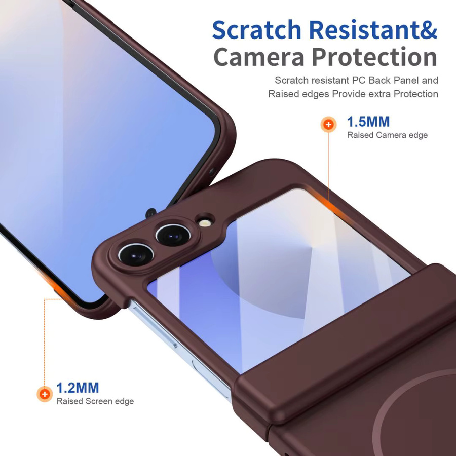 Samsung Scharnierschutz-Handyhülle für Galaxy Z Flip7, Flip7 FE, Flip6, Flip5 und Flip4 mit integrierter Glasfolie und magnetischer kabelloser Ladefunktion, Grau - Bild 3