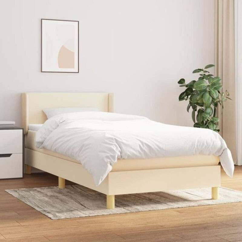 Vidaxl Boxspringbett mit Matratze in Beige aus Stoff und Holzwerkstoff B/T/H: 90 x 190 x 78 cm - Bild 1