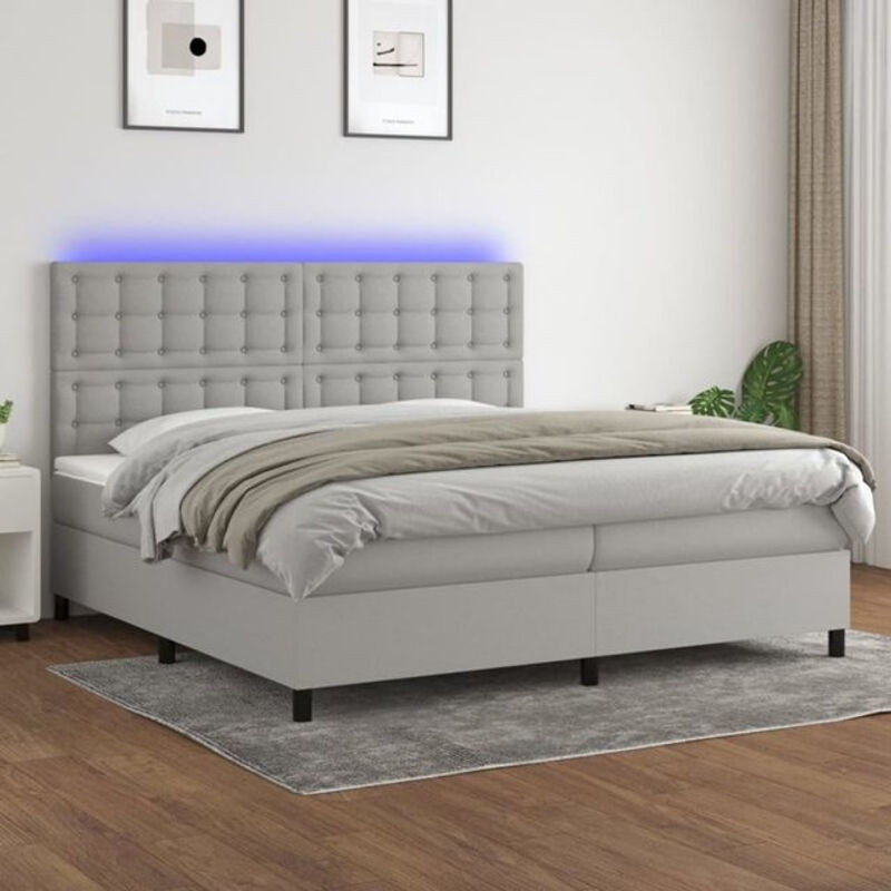 vidaxl Boxspringbett mit Matratze in Hellgrau aus Stoff, B/T/H: 200 x 200 x 118 cm - Bild 1