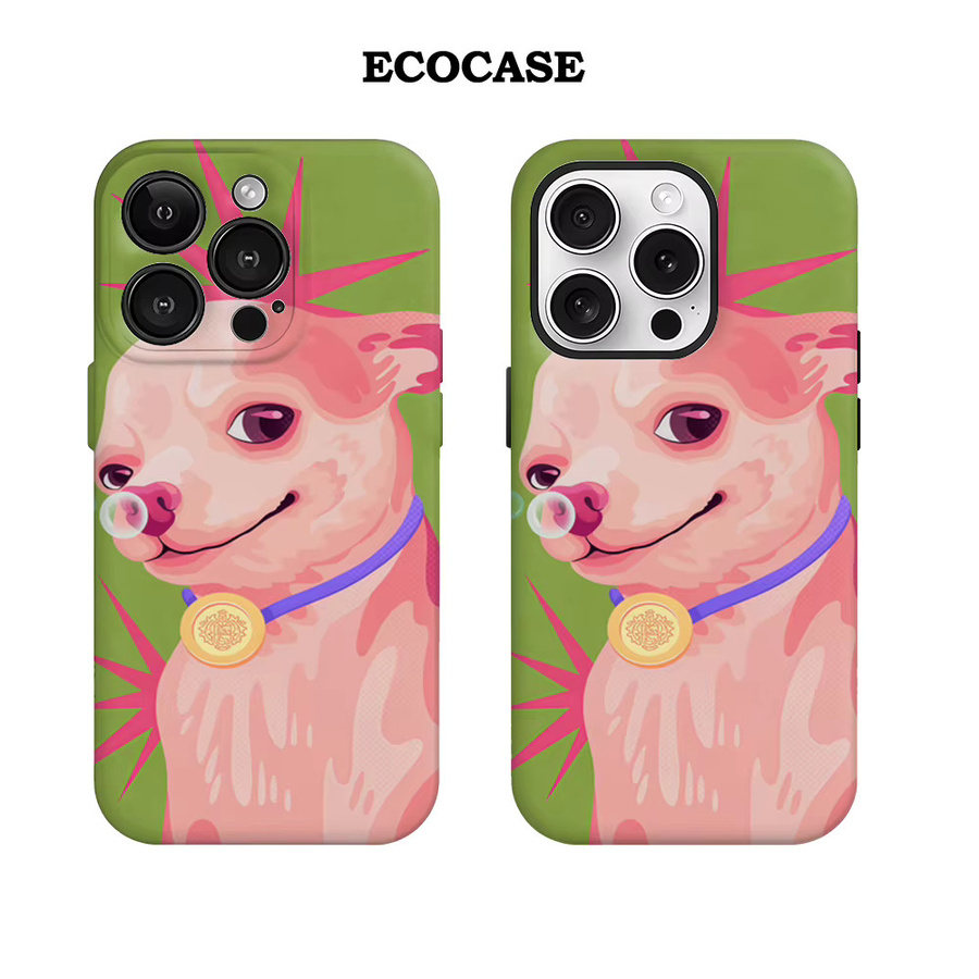 Handyhülle mit Punk Chihuahua und Blasen Design für Apple iPhone 17 16 15 14 13 12 11 Pro Max Plus in Multicolour mit doppelschichtiger Rückseite - Bild 2
