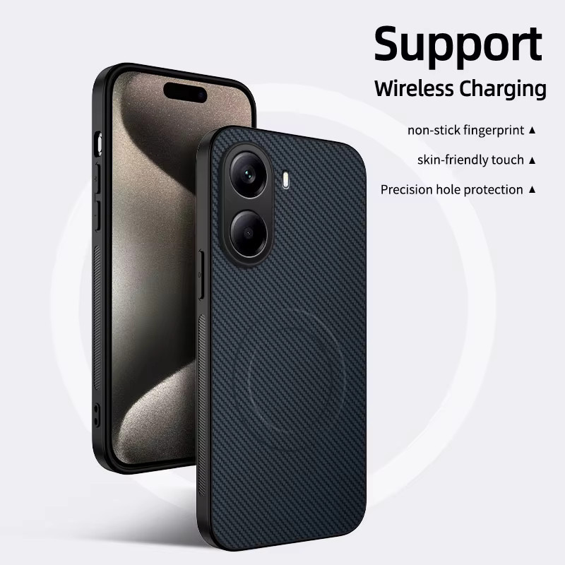 Magnetische Schutzhülle für Xiaomi POCO X7 X6 Pro F6 F7 mit Carbon Fiber Textur und PU Leder in Schwarz - Bild 6