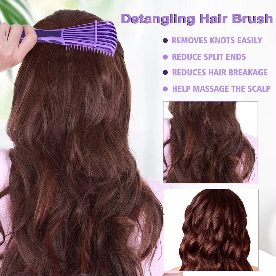 Entwirrbürsten-Set für Damen, für lockiges und trockenes Haar, Schwarz - Bild 3