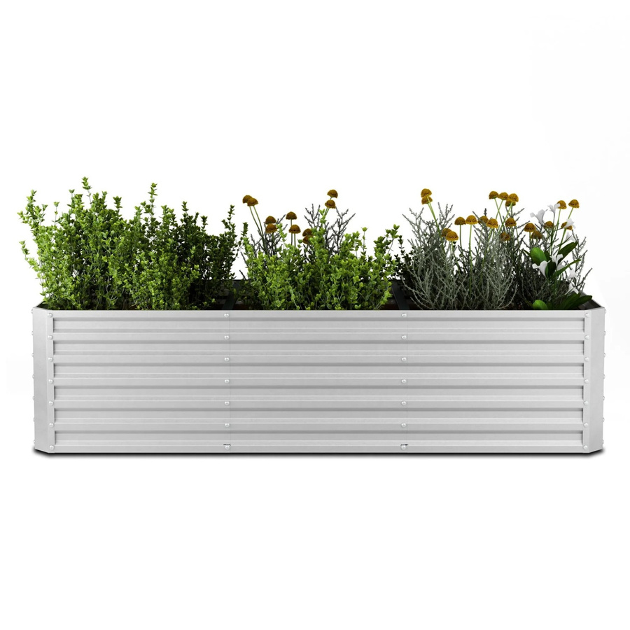 Blumfeldt High Grow Straight Hochbeet aus verzinktem Stahl in Silber, B/T/H: 240 x 60 x 100 cm, 1440 L Volumen, wetterfest und mit offener Bodenstruktur für Gemüse-, Kräuter- oder Ziergärten - Bild 2