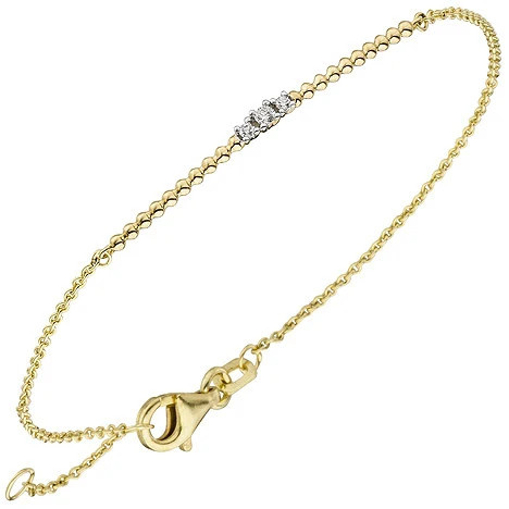Colfem Armband 585 Gelbgold, 3 Diamanten, 18 cm - Bild 1