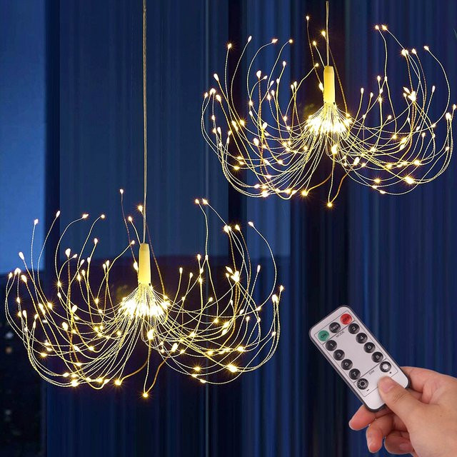 Topdii LED Starburst Fairy Lights mit Fernbedienung, Warmweiß, 200 LEDs für Weihnachten und Silvester - Bild 1