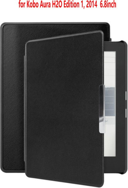 Schutzhülle für Kobo Aura H2O Edition 2014, 6,8 Zoll, magnetische Leder-Schlafabdeckung, Schwarz - Bild 1
