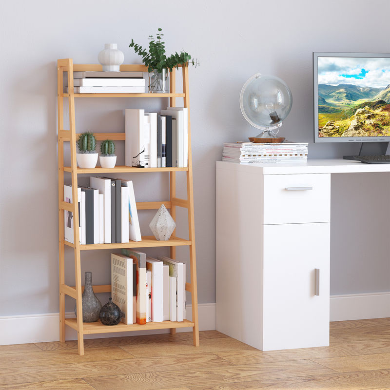 Aosom HOMCOM Bücherregal aus Bambus mit 4 Ebenen in Natur Braun - Bild 2