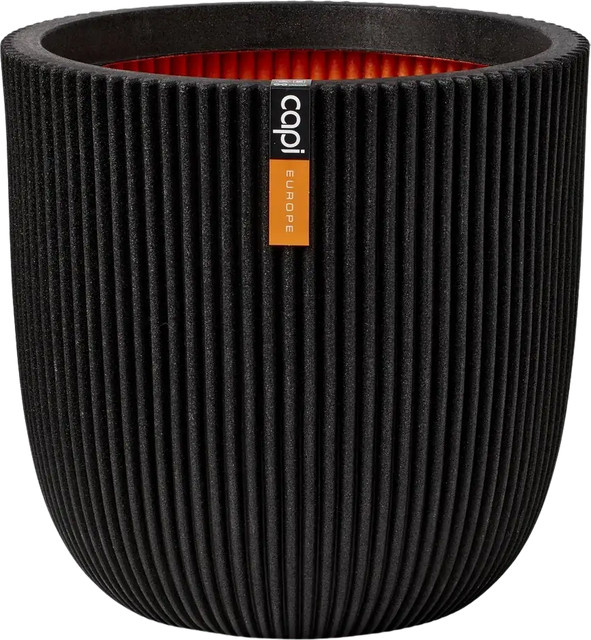 Aplanta Blumentopf Kugel Groove in Schwarz, Form: Rund, Durchmesser: 41 cm, Höhe: 41 cm - Bild 1