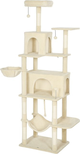 PawHut Kratzbaum für Katzen in Beige mit Höhle, Plattformen, Spielzeug und Sisal-Pfosten, Höhe: 202 cm - Bild 1