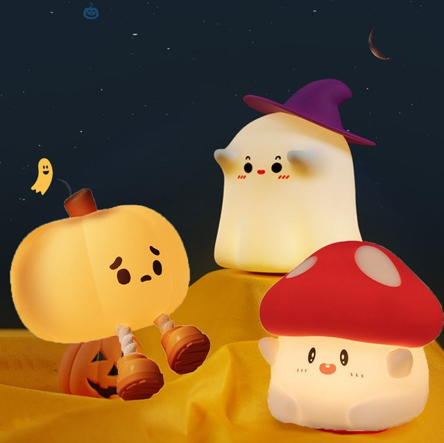 GGBEE Halloween LED Nachtlicht aus Silikon in Weiß mit warmweißem Licht für Kinder und Schlafzimmer - Bild 1