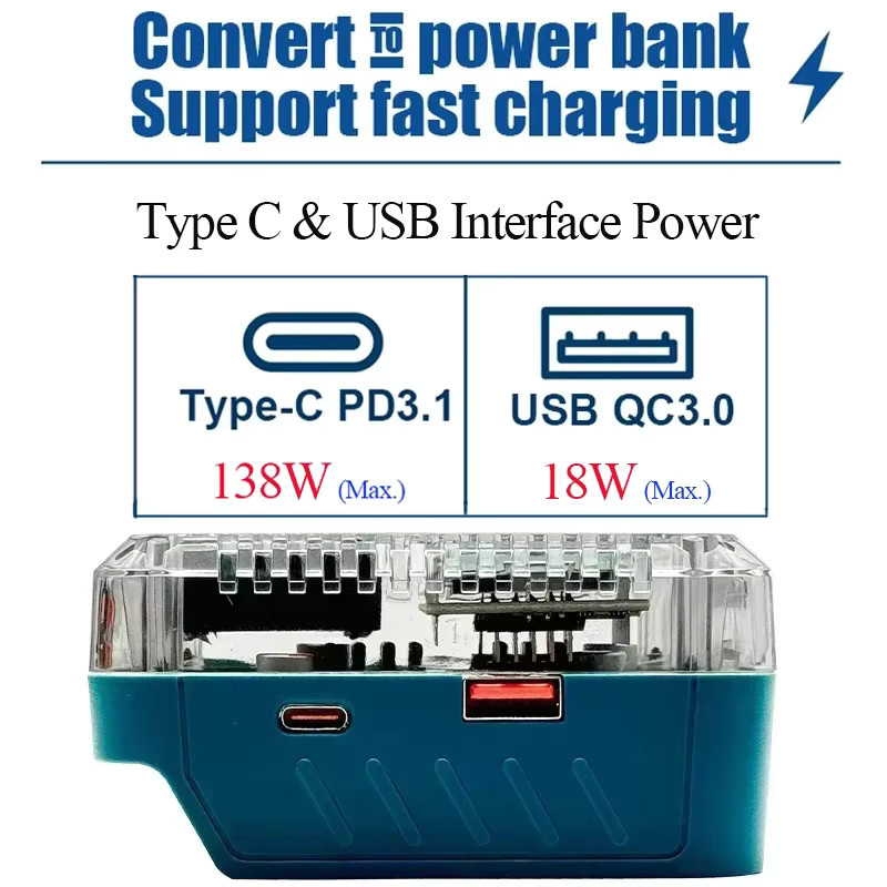 Bosch USB Typ C Power Bank Adapter BAT618 Konverter für 18V Li-Ionen-Akkus - Bild 2