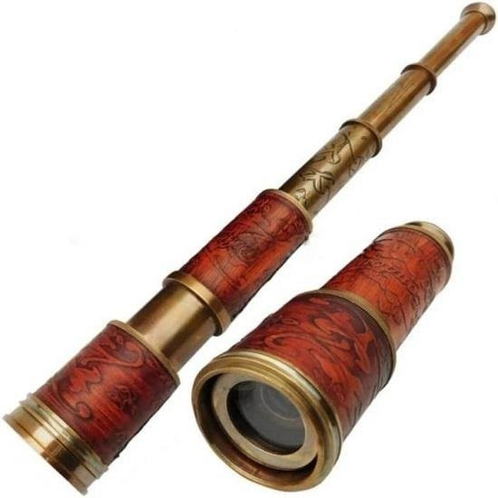 Dollond London Nautisches Messing-Teleskop in Gold mit Lederbox, Höhe: 35,56 cm - Bild 1