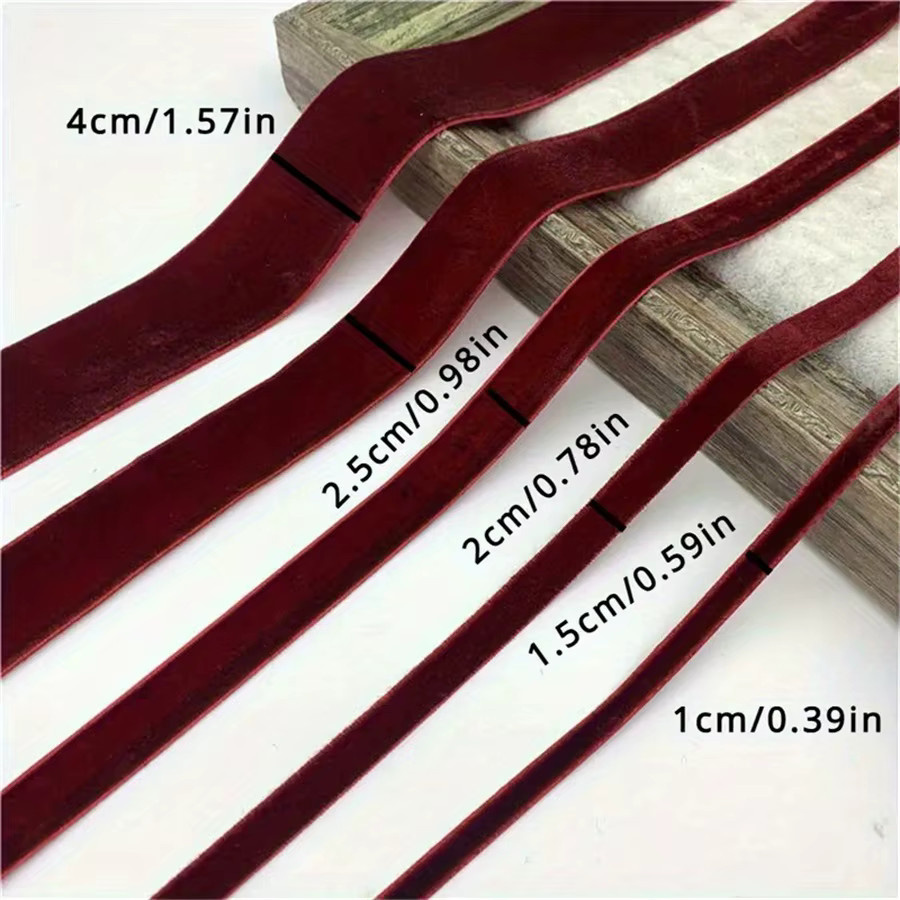 DUTRIEUX Samt-Beflockungsband in Rot, 450 cm handgefertigtes Polyesterband für Weihnachtsbaumdekorationen und Geschenkverpackungen - Bild 4