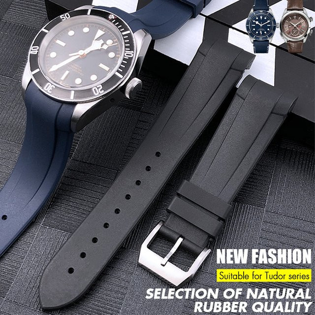 Uhrenarmband Silikon, Faltschließe, 20mm 22mm, Schwarz, Unisex - Bild 1