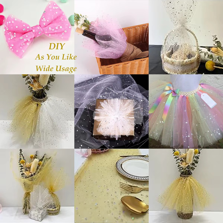 Glitzer Mesh Ribbon von Huiran in Multicolor, 15 cm Breite und 9,14 m Länge für Hochzeitsdeko, Weihnachtsbaumschmuck und Kränze - Bild 3
