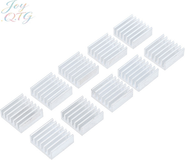 10 Stück Aluminium-Kühlkörper für elektronische Chips, Farbe: Silber, B/T/H: 1,4 x 1,4 x 0,6 cm - Bild 1