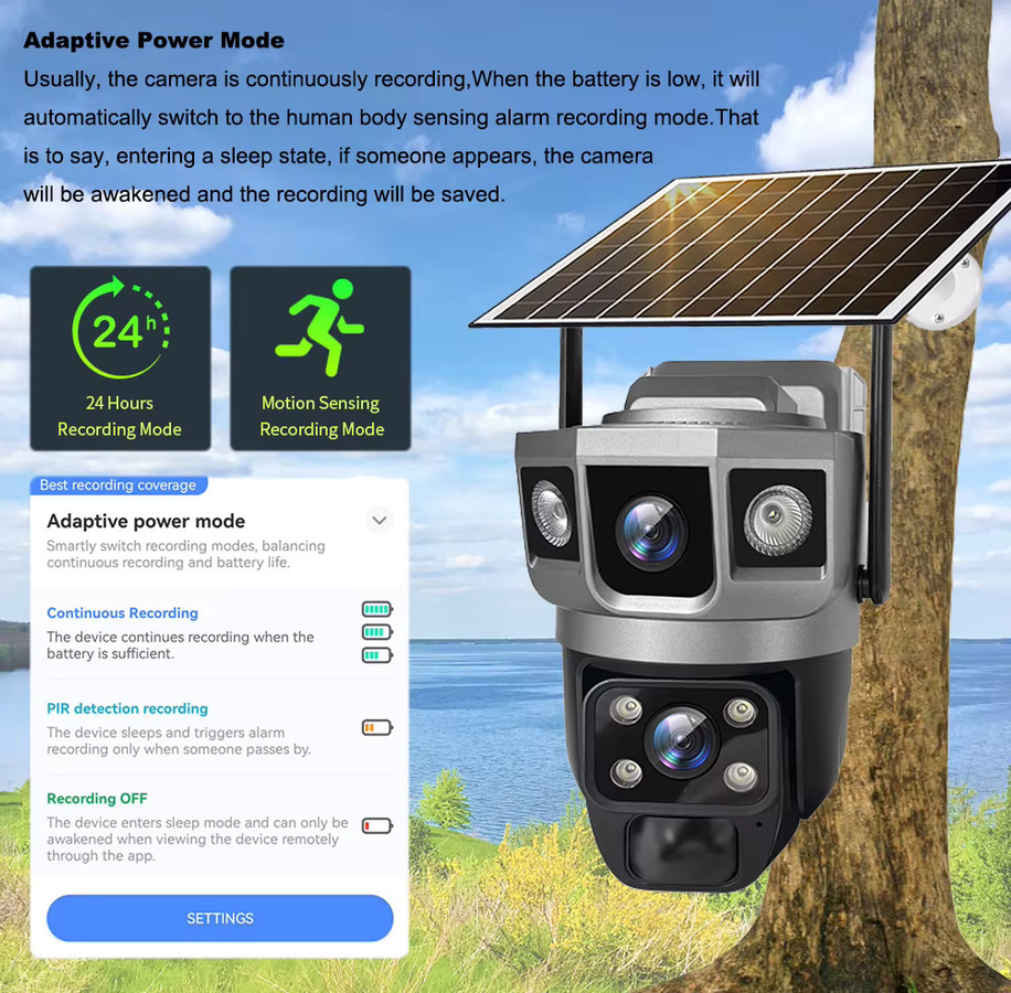 V380 WiFi IP Kamera mit Solar Panel und Dual Objektiv, 12MP Wasserdichte CCTV Sicherheitskamera mit PIR Bewegungserkennung - Bild 5