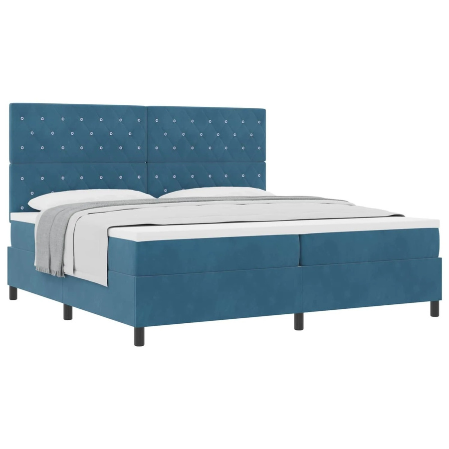 vidaXL Boxspringbett mit Matratze Dunkelblau B/T: 200 x 200 cm - Bild 2