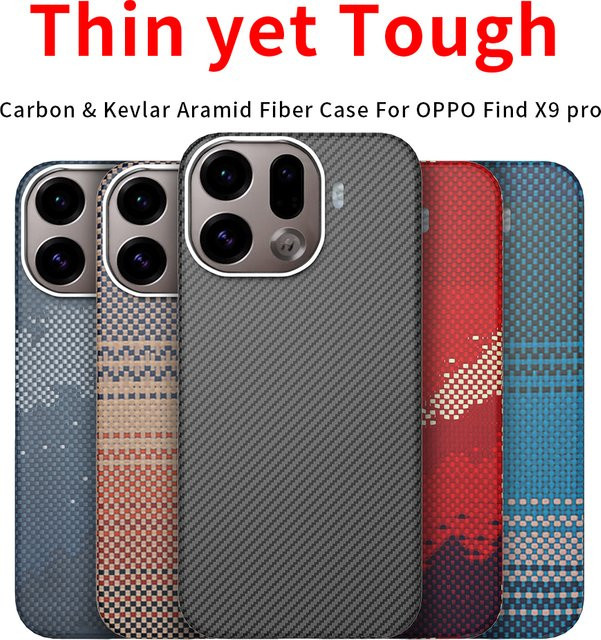 Magnetische Kevlar Carbon-Aramidfaser Hülle für Oppo Find X9 Pro und Find X9 in Schwarz - Bild 1